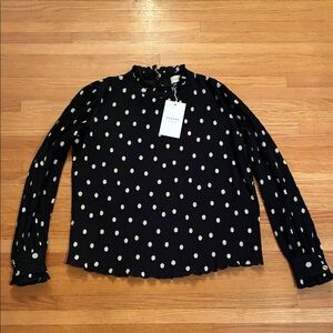 Sezane Black and White Polka Dot  Rosalinda blouse